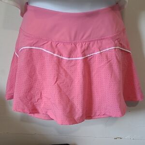 Mono B Coral Pink Perforated Skater Skort with White Piping